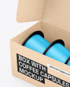 Box W/ Matte Coffee Capsules Mockup