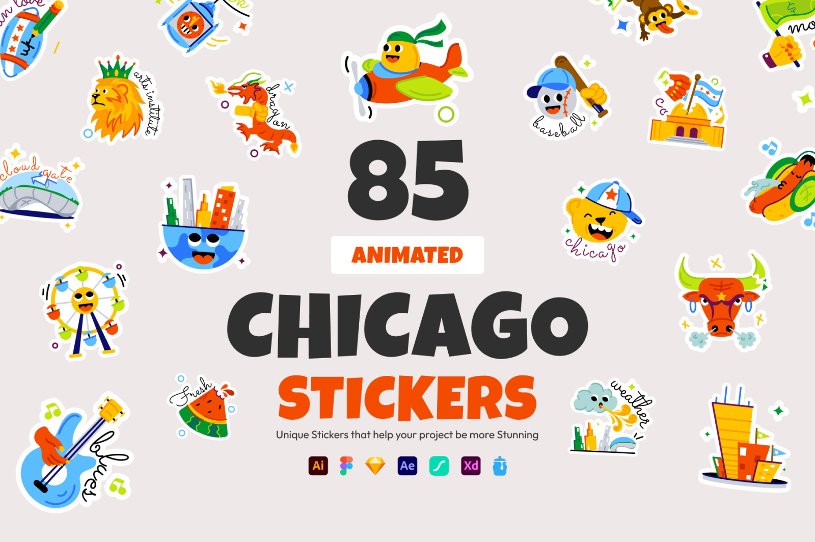 Animated Chicago Stickers Animated Chicago Stickers