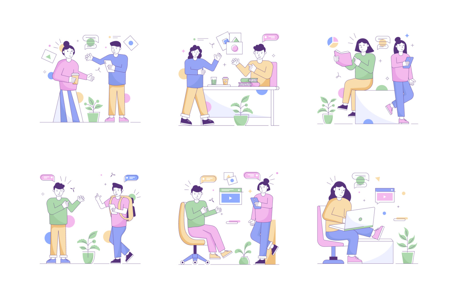 Flat E learning and Education Illustrations Flat E learning and Education Illustrations