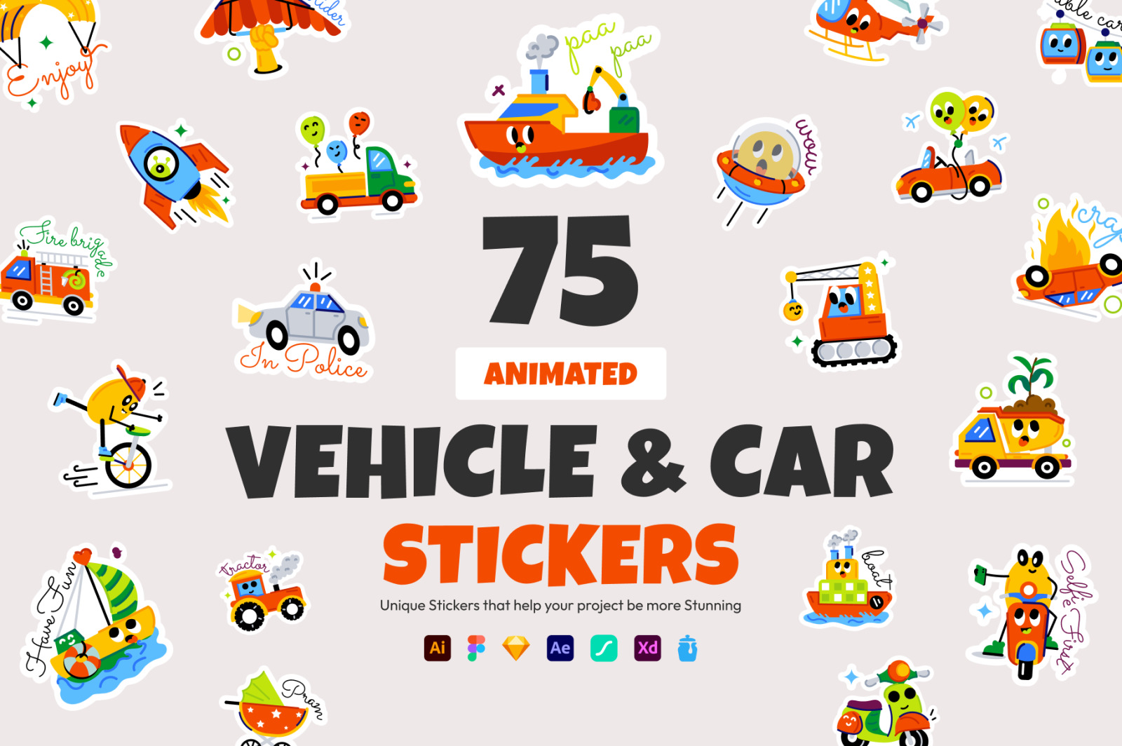 Animated Vehicle Stickers Animated Vehicle Stickers