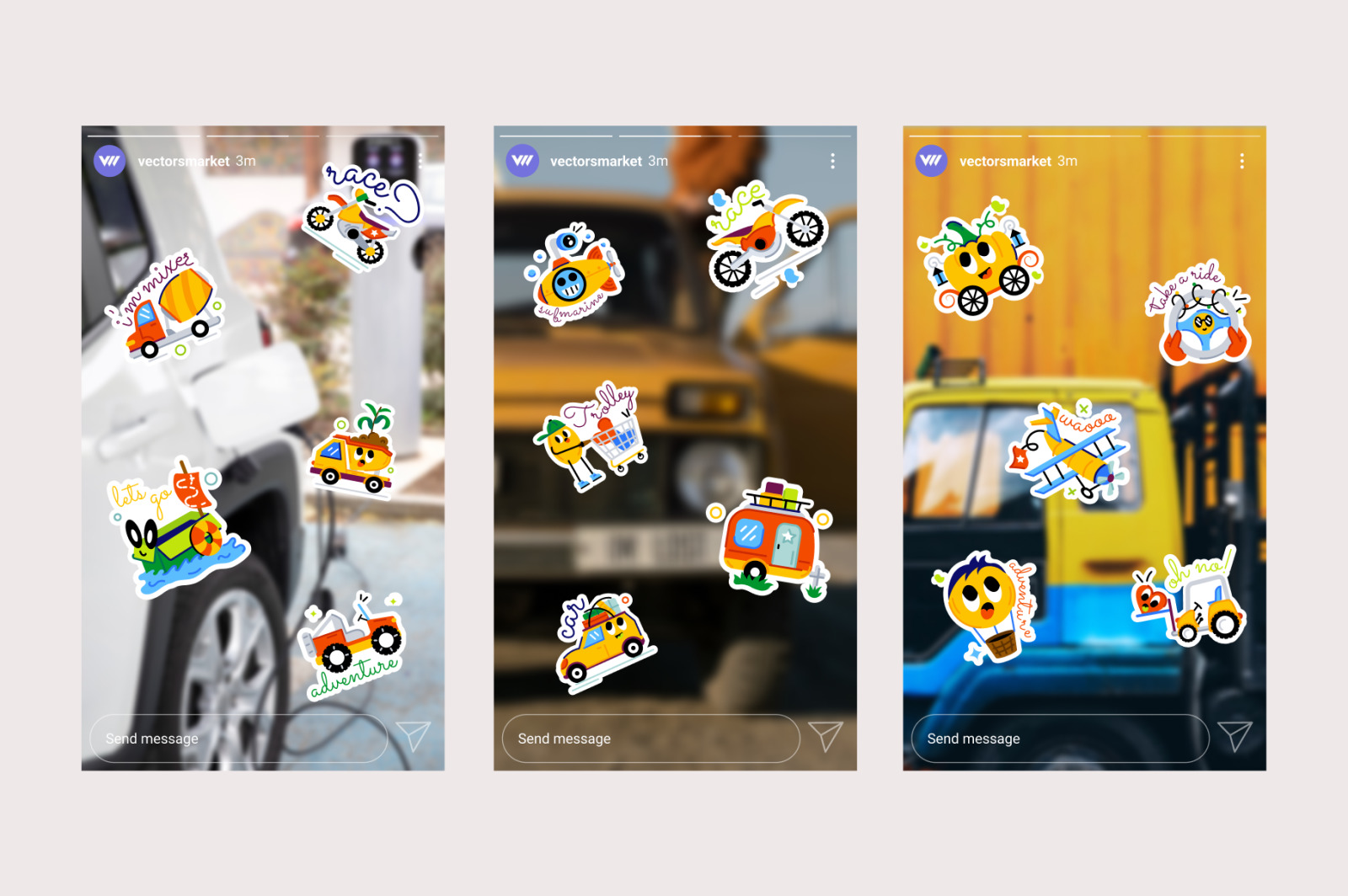 Animated Vehicle Stickers Animated Vehicle Stickers