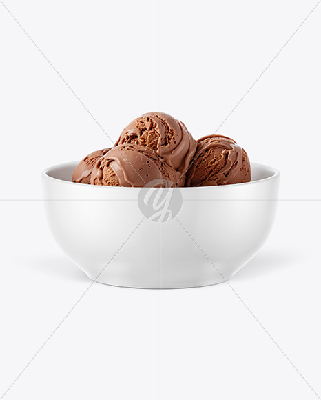 Bowl with Chocolate Ice Cream Mockup