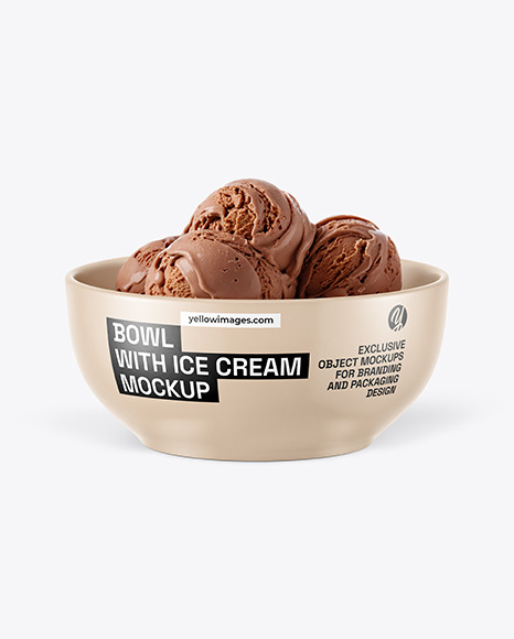 Bowl with Chocolate Ice Cream Mockup