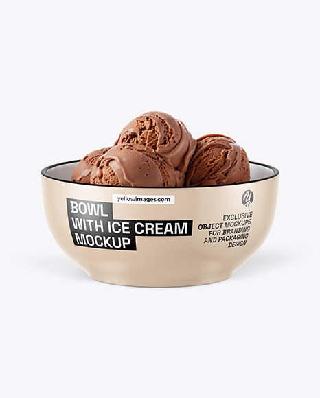 Bowl with Chocolate Ice Cream Mockup