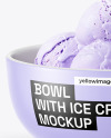 Bowl with Blueberry Ice Cream Mockup