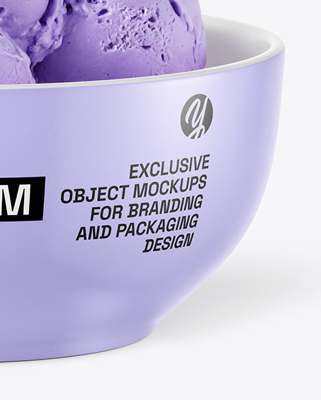 Bowl with Blueberry Ice Cream Mockup