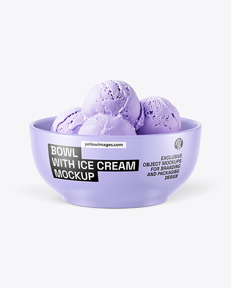 Bowl with Blueberry Ice Cream Mockup