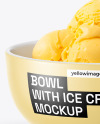 Bowl with Mango Ice Cream Mockup