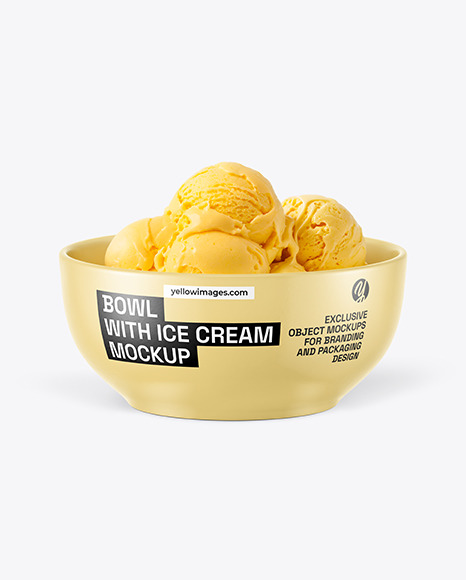 Bowl with Mango Ice Cream Mockup