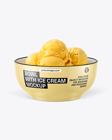 Bowl with Mango Ice Cream Mockup