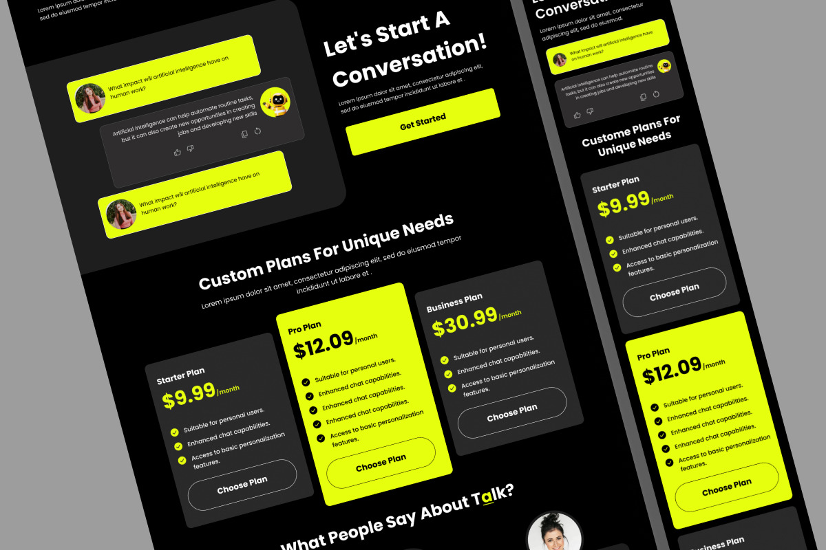 Talk - AI Chatbot Landing Page V2