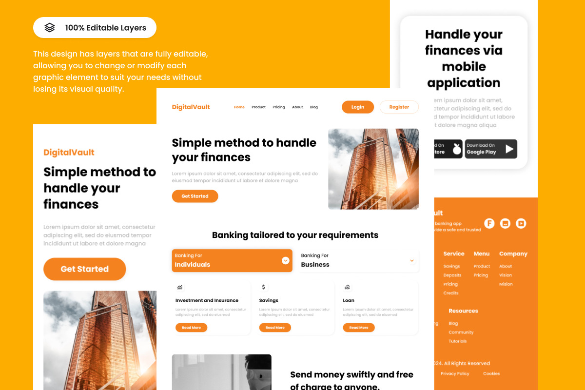 DigitalVault - Banking Landing Page V1