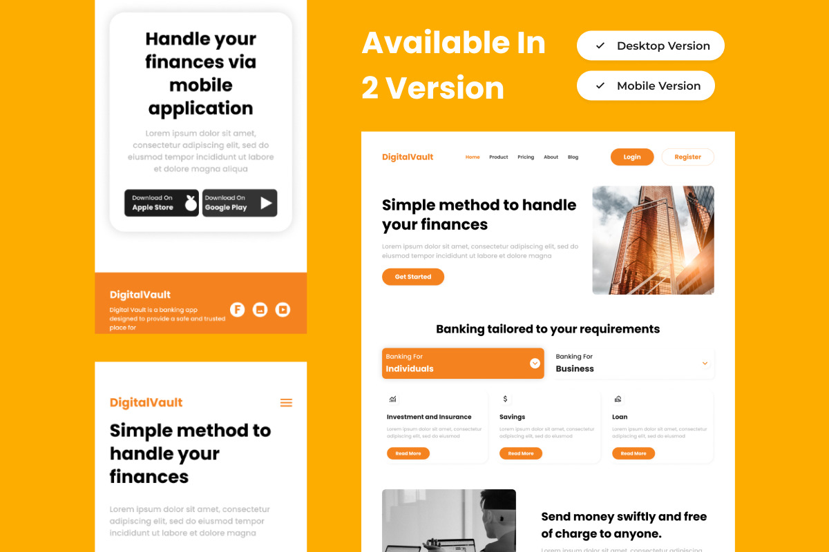 DigitalVault - Banking Landing Page V1