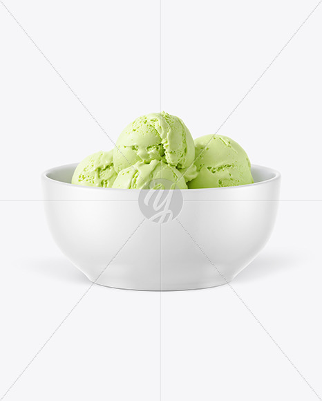 Bowl with Pistachio Ice Cream Mockup