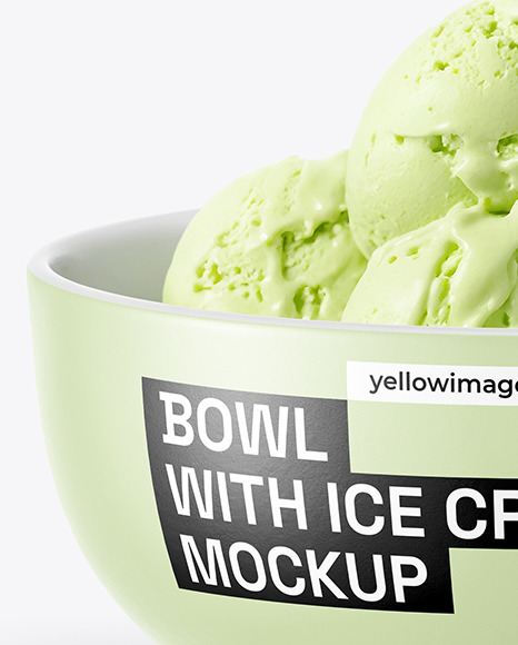 Bowl with Pistachio Ice Cream Mockup