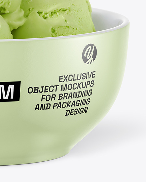 Bowl with Pistachio Ice Cream Mockup