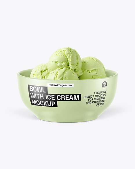 Bowl with Pistachio Ice Cream Mockup