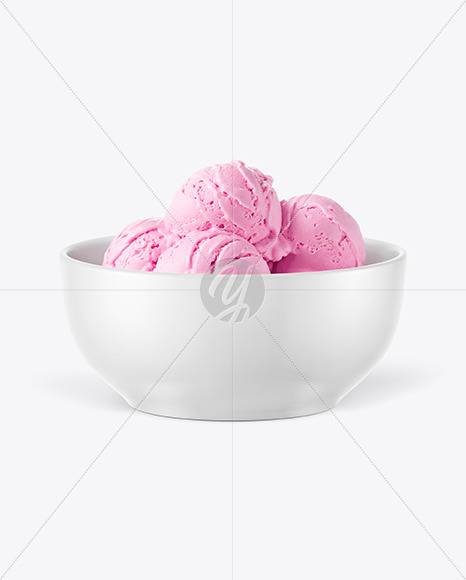 Bowl with Strawberry Ice Cream Mockup