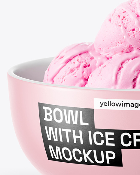 Bowl with Strawberry Ice Cream Mockup