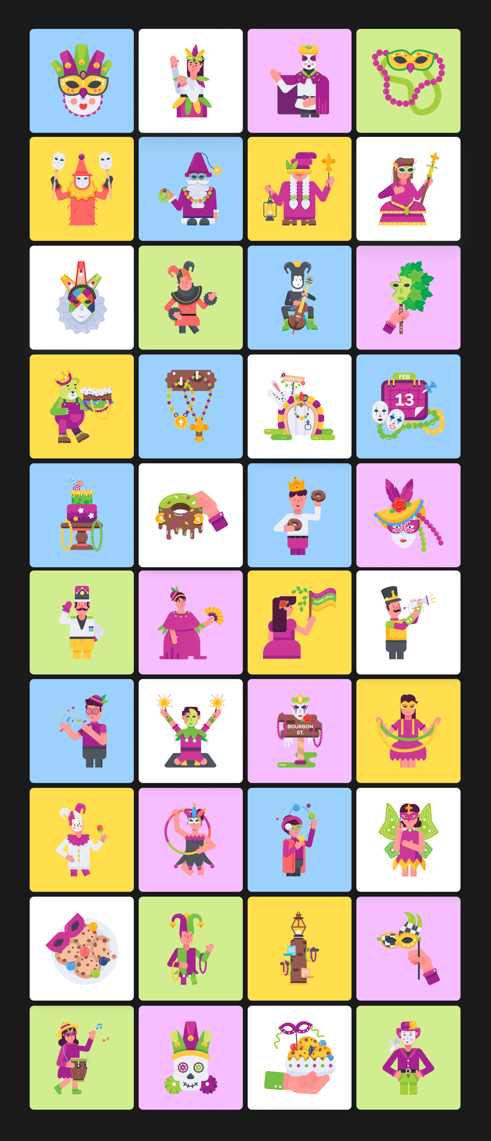 Animated Mardi Gras Icons