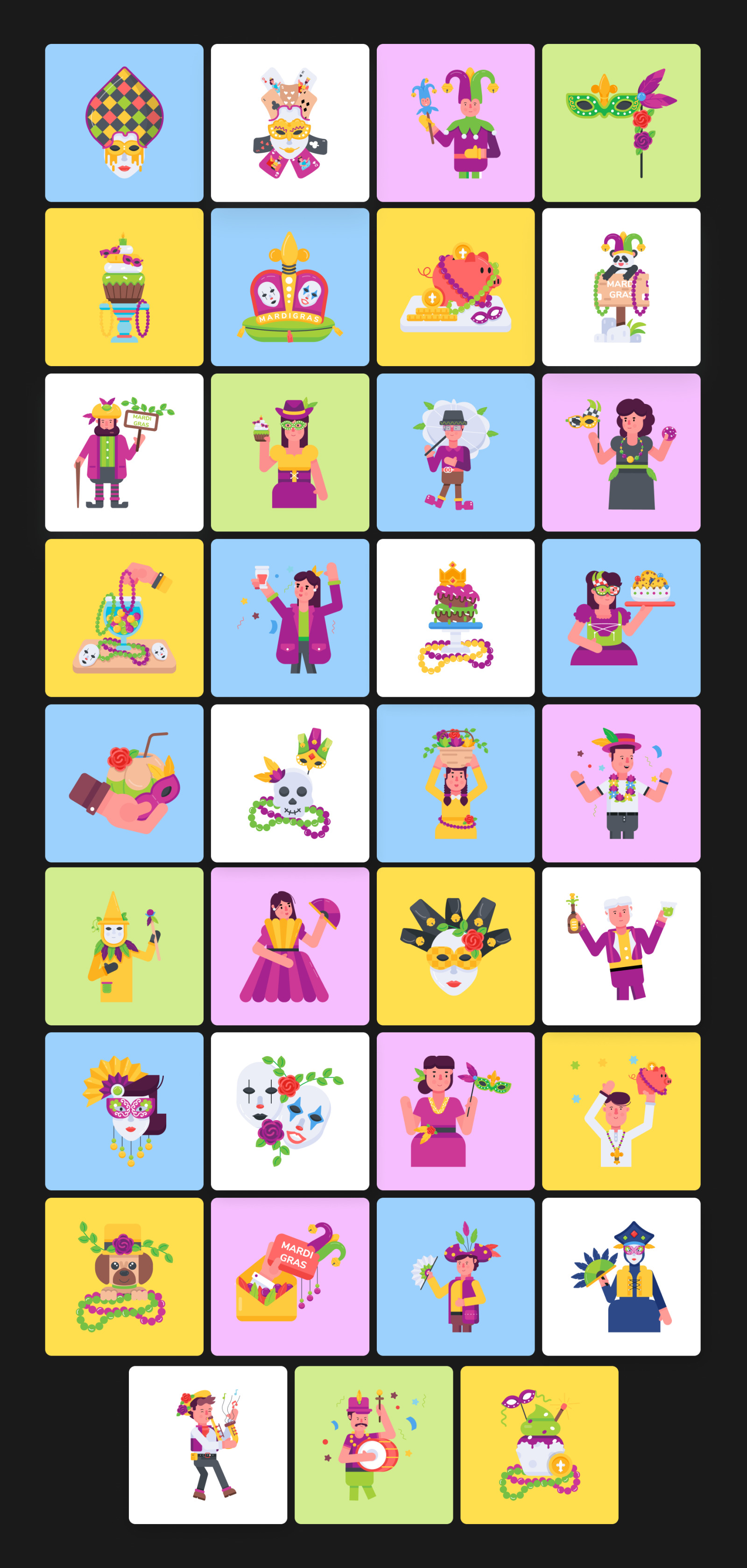 Animated Mardi Gras Icons