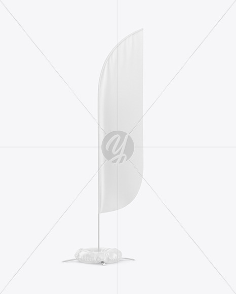 Convex Flag with Metallic Base and Weight Circle Mockup