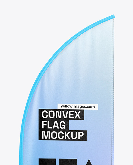 Convex Flag with Metallic Base and Weight Circle Mockup