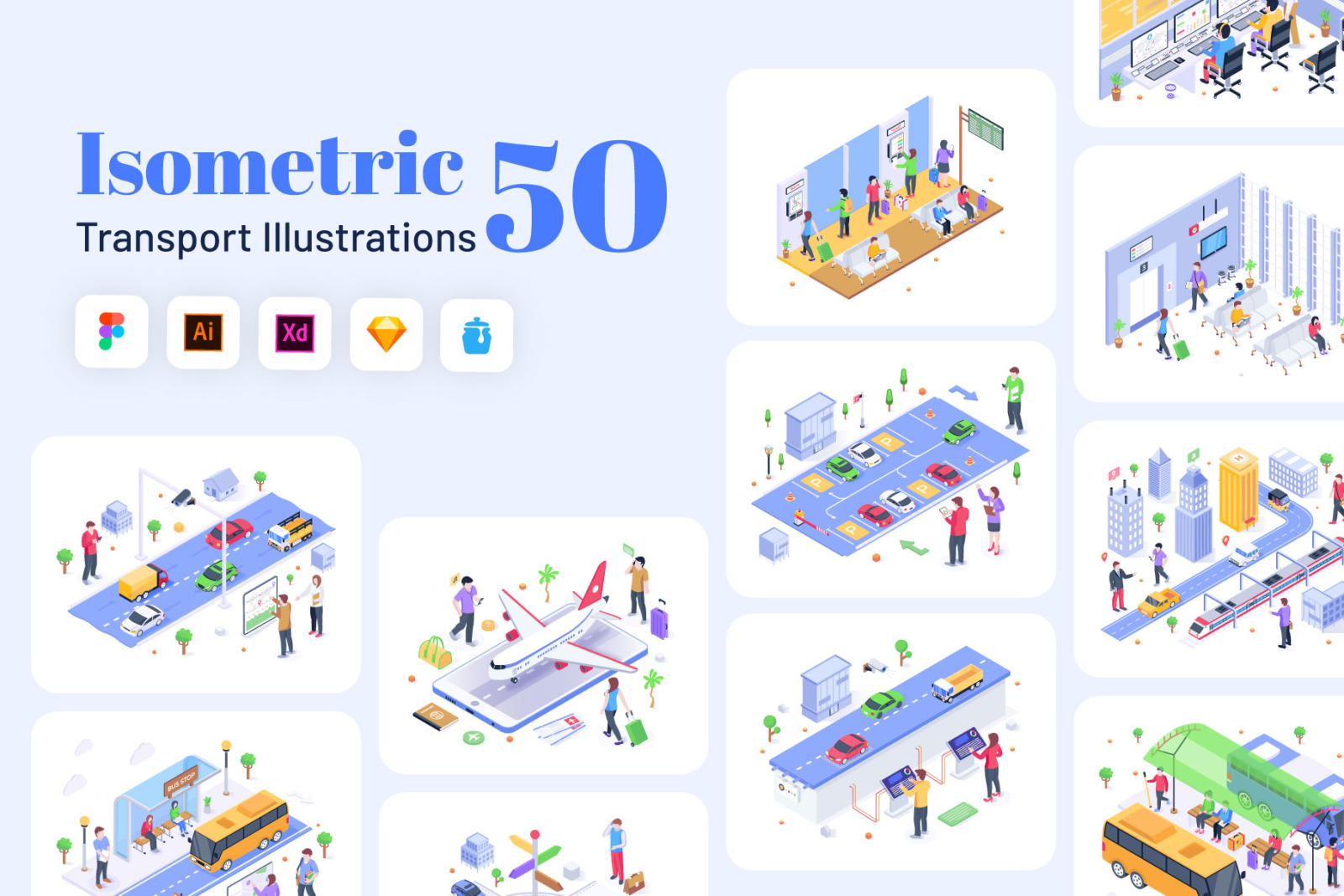 Isometric Transportation Illustrations