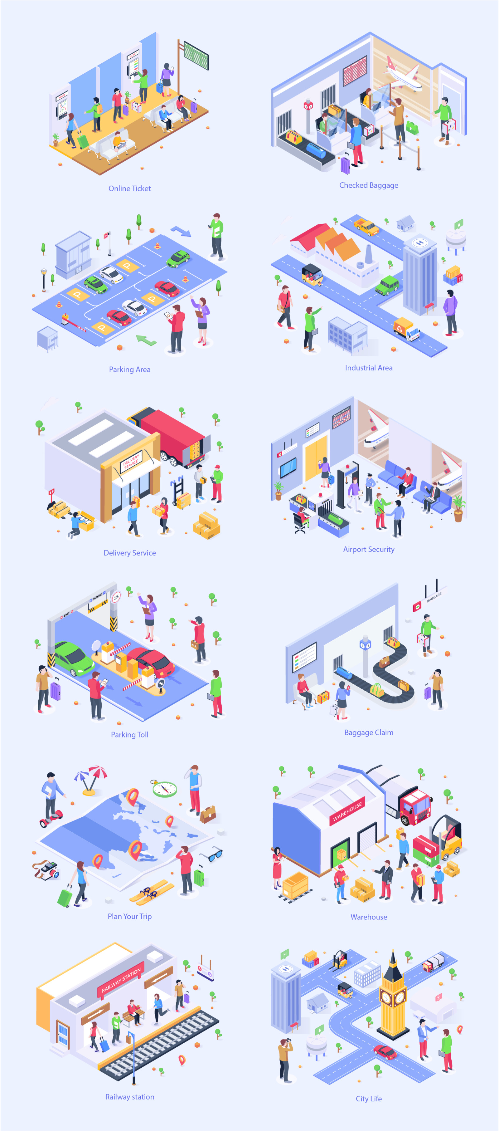 Isometric Transportation Illustrations