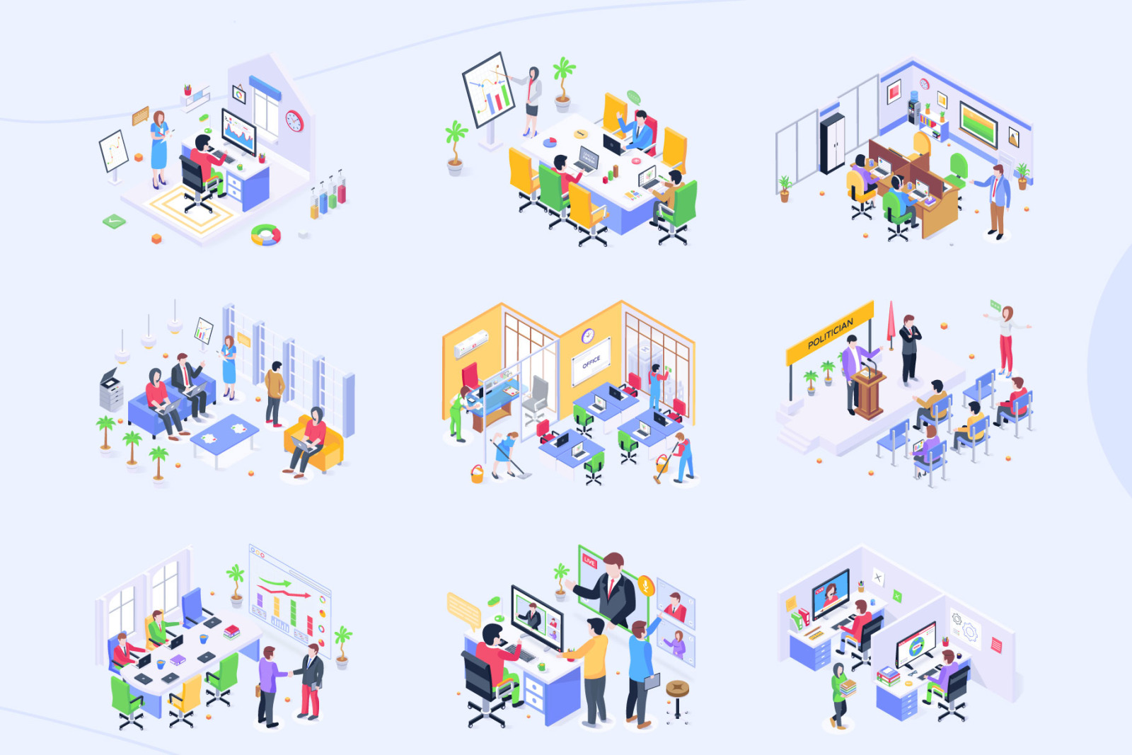 Isometric Banking and Business Illustrations