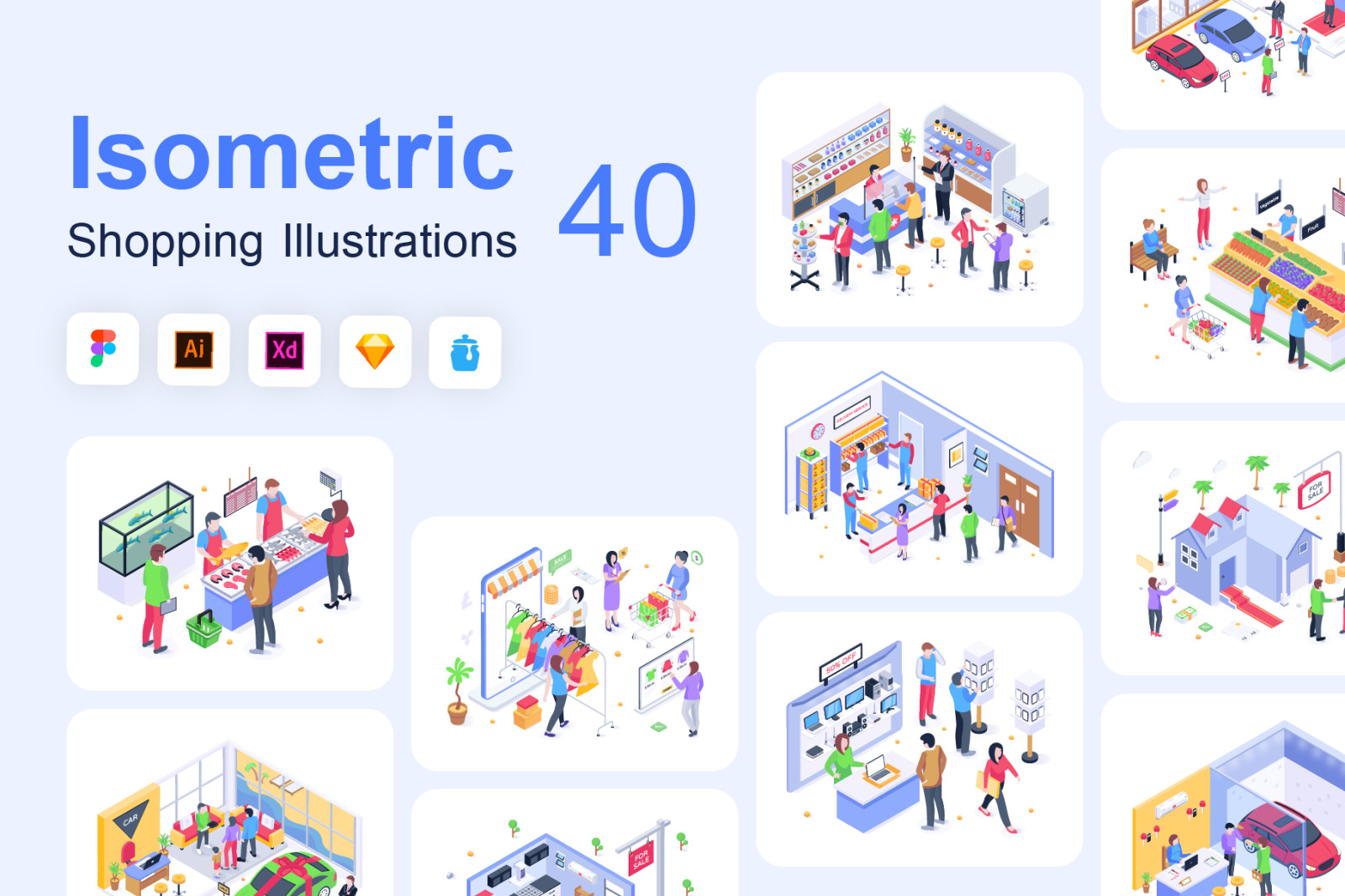 Isometric Shopping Illustrations Isometric Shopping Illustrations