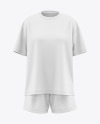 Women's Oversize T-Shirt with Shorts Mockup - Front View