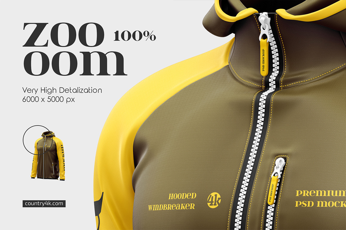 Hooded Windbreaker Mockup Set Hooded Windbreaker Mockup Set