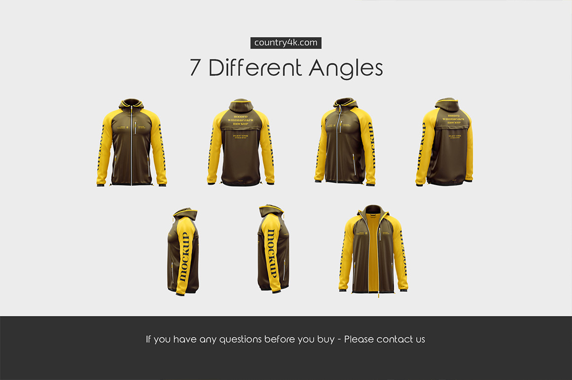 Hooded Windbreaker Mockup Set Hooded Windbreaker Mockup Set