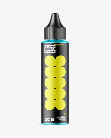 Matte Metallic Dropper Bottle Mockup - Black dropper bottle mockup