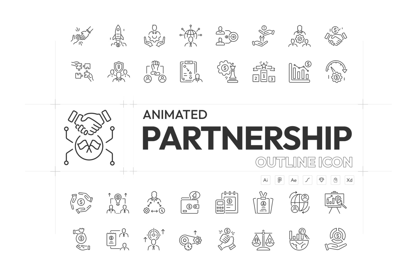 Animated Linear Partnership Icons Animated Linear Partnership Icons