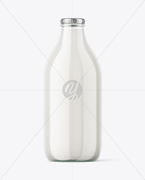 Clear Glass Milk Bottle Mockup