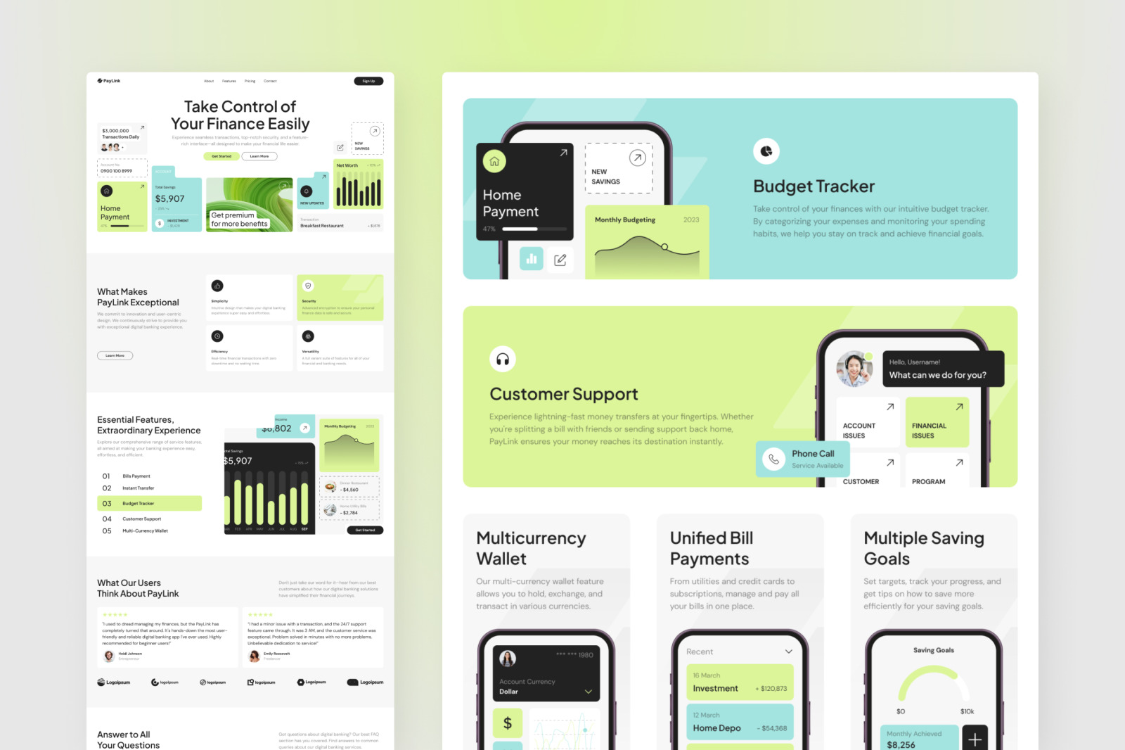 PayLink - Digital Banking Website UI PayLink - Digital Banking Website UI