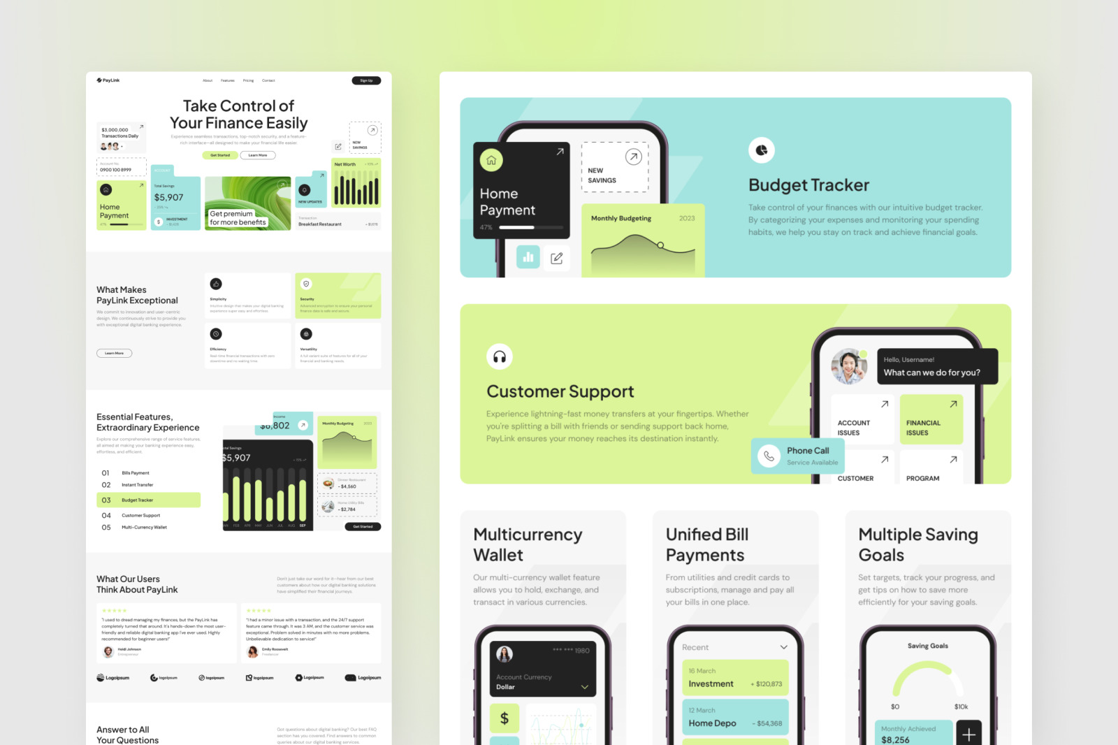 PayLink - Digital Banking Website UI