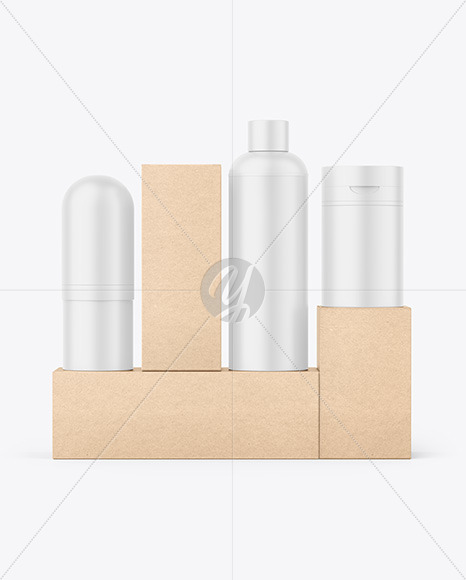 Kraft Boxes & Matte Bottles Mockup