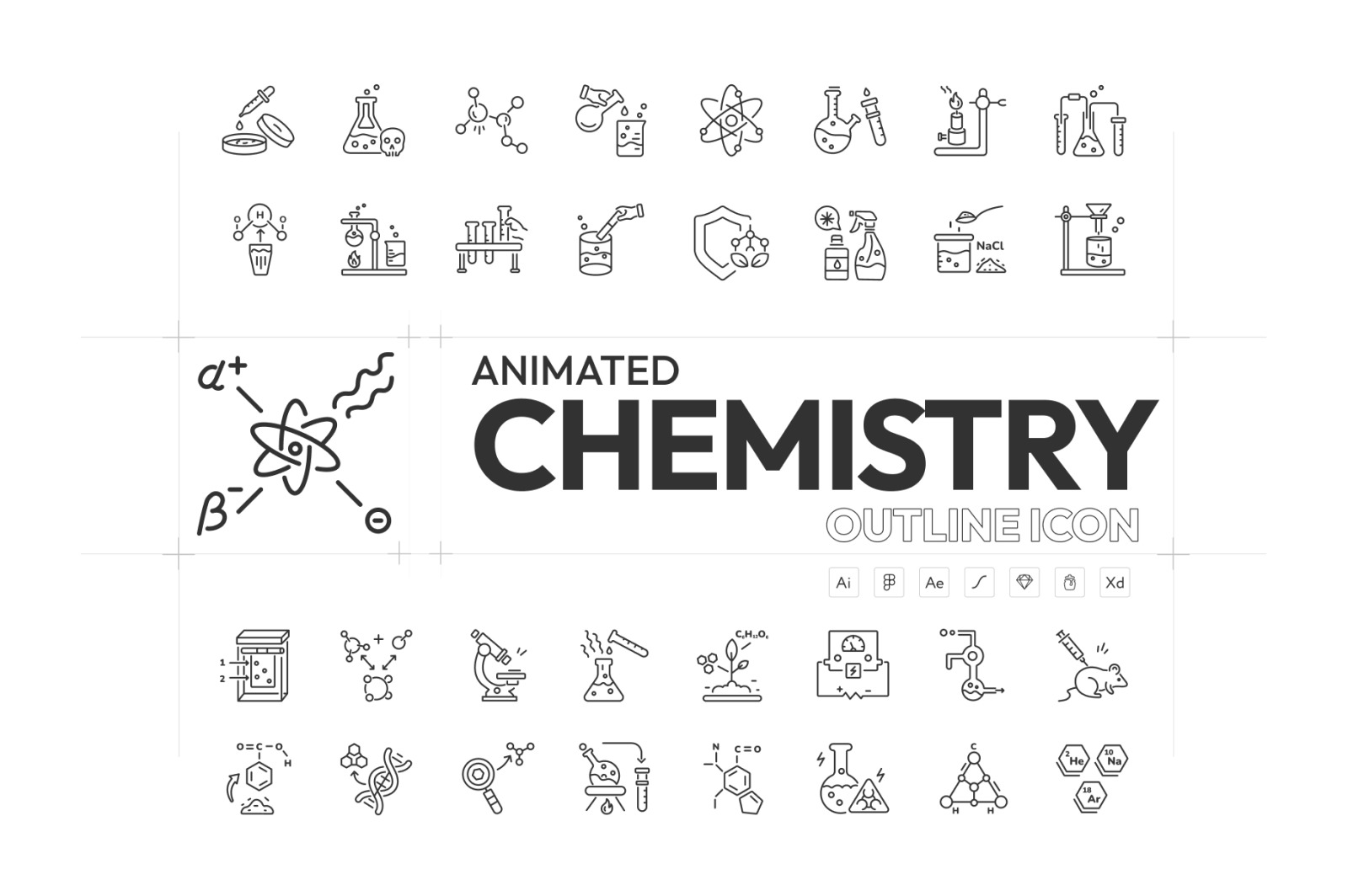 Animated Chemistry Icons on Yellow Images Creative Store - 134280