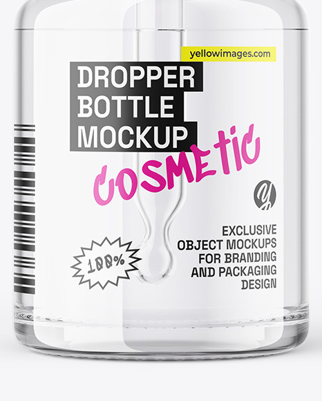 Clear Glass Dropper Bottle Mockup