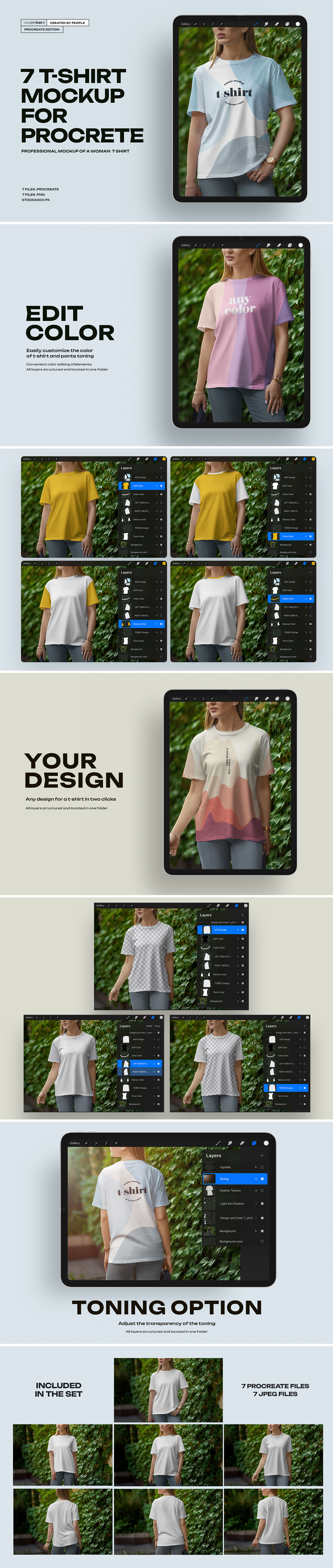 7 Mockups T-Shirt on a Girl Walking in the Green Street for Procreate 7 Mockups T-Shirt on a Girl Walking in the Green Street for Procreate