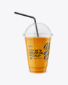 Orange Smoothie Cup with Straw Mockup