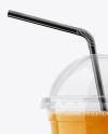 Orange Smoothie Cup with Straw Mockup