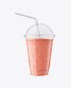 Raspberry, Strawberry &amp; Apple Smoothie Cup with Straw Mockup