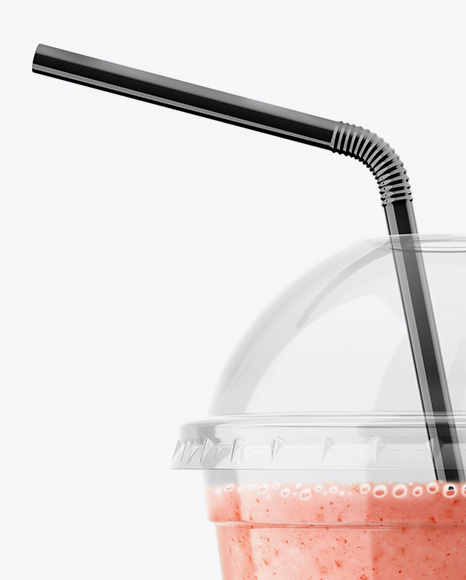 Raspberry, Strawberry & Apple Smoothie Cup with Straw Mockup