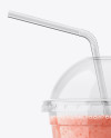 Raspberry, Strawberry &amp; Apple Smoothie Cup with Straw Mockup