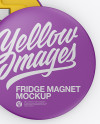 Two Matte Round Fridge Magnets Mockup