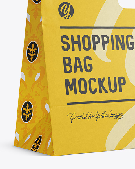 Paper Shopping Bag Mockup - Halfside View (Eye-Level Shot)